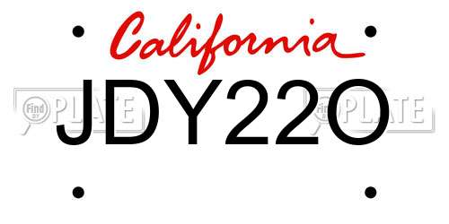 JDY22O California License Plate