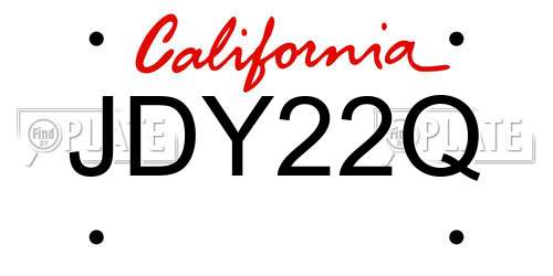 JDY22Q California License Plate