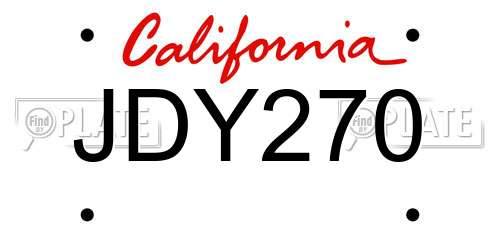 JDY270 California License Plate