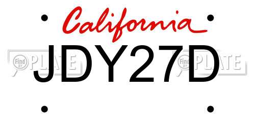 JDY27D California License Plate