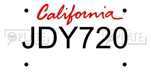 JDY720 California License Plate