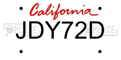 JDY72D California License Plate
