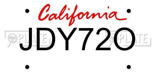 JDY72O California License Plate