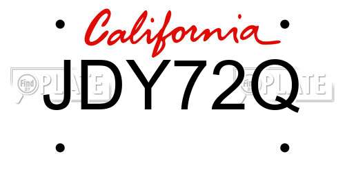 JDY72Q California License Plate