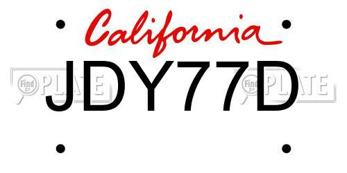 JDY77D California License Plate