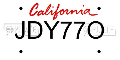 JDY77O California License Plate