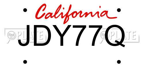 JDY77Q California License Plate