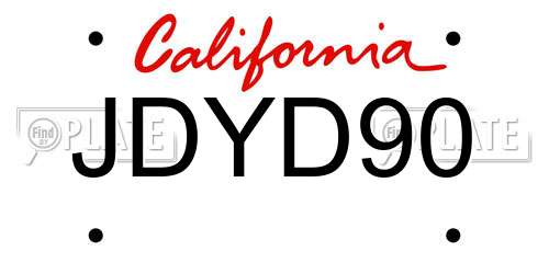 JDYD90 California License Plate