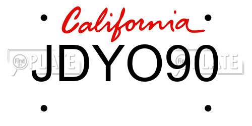 JDYO90 California License Plate