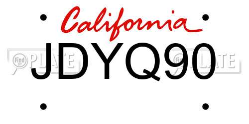 JDYQ90 California License Plate