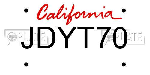 JDYT70 California License Plate