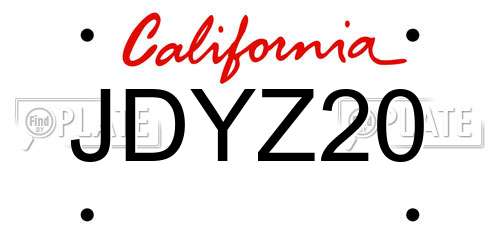 JDYZ20 California License Plate