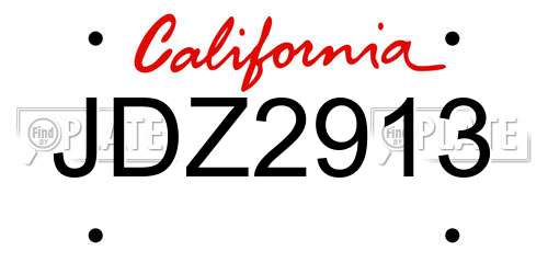 JDZ2913 California License Plate