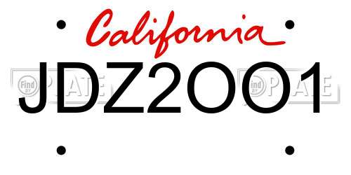 JDZ2OO1 California License Plate