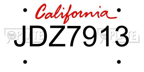 JDZ7913 California License Plate