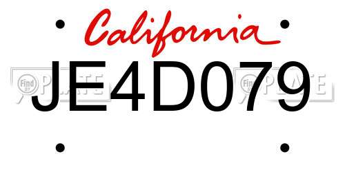 JE4D079 California License Plate
