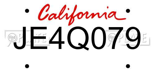 JE4Q079 California License Plate