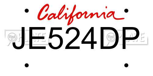 JE524DP California License Plate