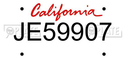 JE59907 California License Plate