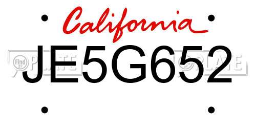 JE5G652 California License Plate