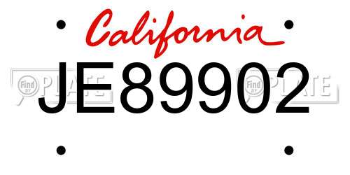 JE89902 California License Plate