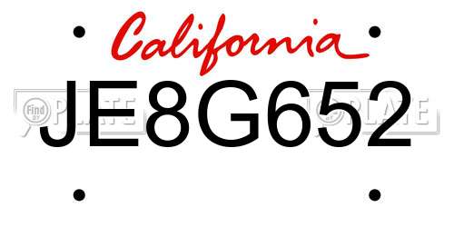 JE8G652 California License Plate