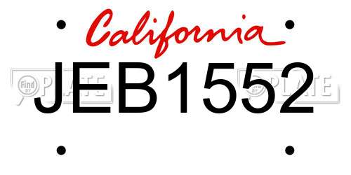 JEB1552 California License Plate