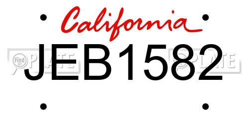JEB1582 California License Plate