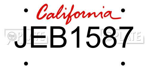 JEB1587 California License Plate