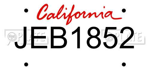 JEB1852 California License Plate
