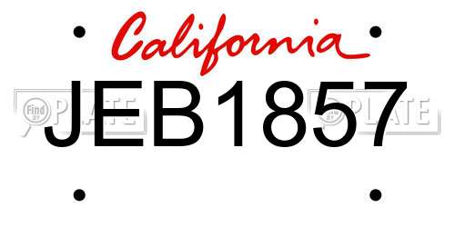 JEB1857 California License Plate