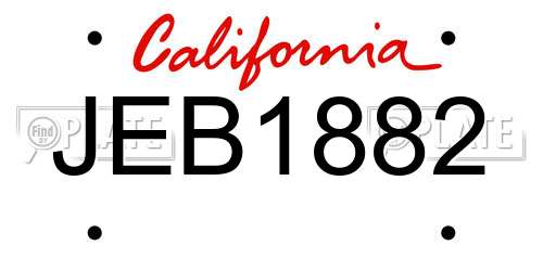 JEB1882 California License Plate