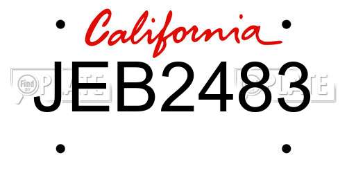 JEB2483 California License Plate