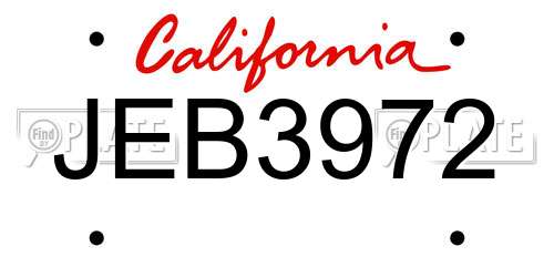 JEB3972 California License Plate