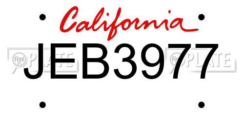 JEB3977 California License Plate