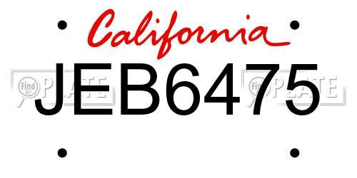 JEB6475 California License Plate