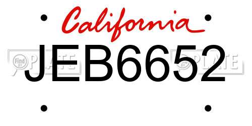 JEB6652 California License Plate