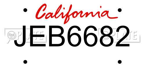 JEB6682 California License Plate