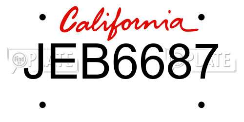 JEB6687 California License Plate