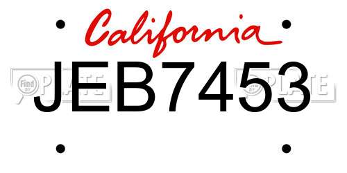 JEB7453 California License Plate