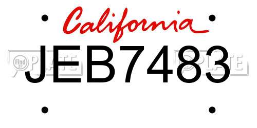 JEB7483 California License Plate
