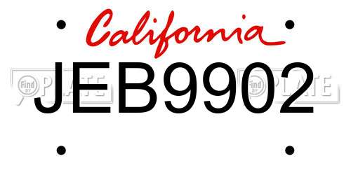 JEB9902 California License Plate