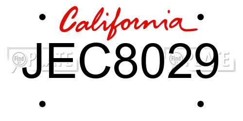 JEC8029 California License Plate