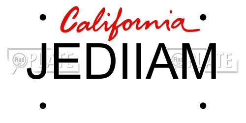 JEDIIAM California License Plate