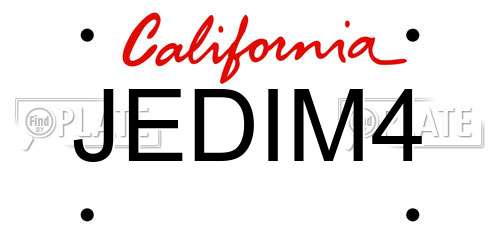 JEDIM4 California License Plate