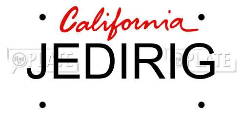 JEDIRIG California License Plate