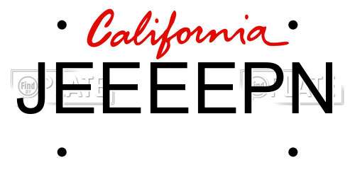 JEEEEPN California License Plate