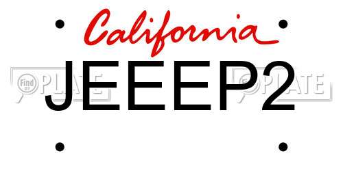JEEEP2 California License Plate