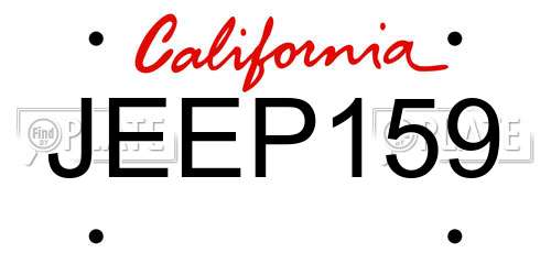 JEEP159 California License Plate