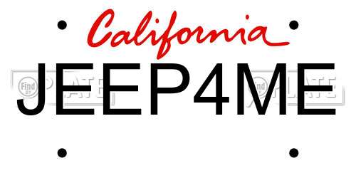 JEEP4ME California License Plate